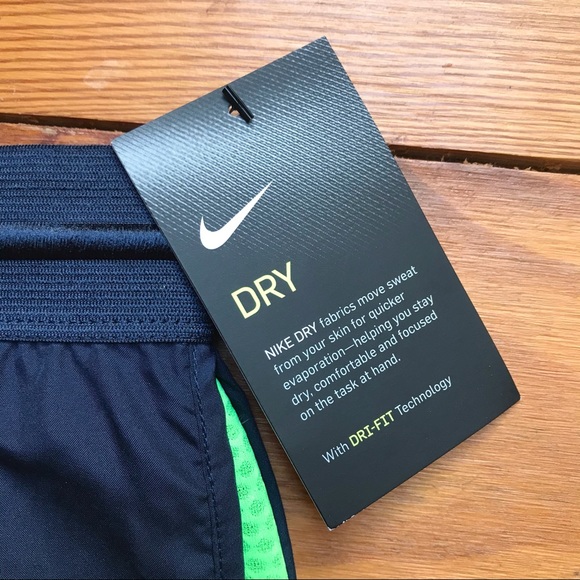 Nike Dri-Fit Navy Green Running Shorts, NWT, M - Picture 2 of 12